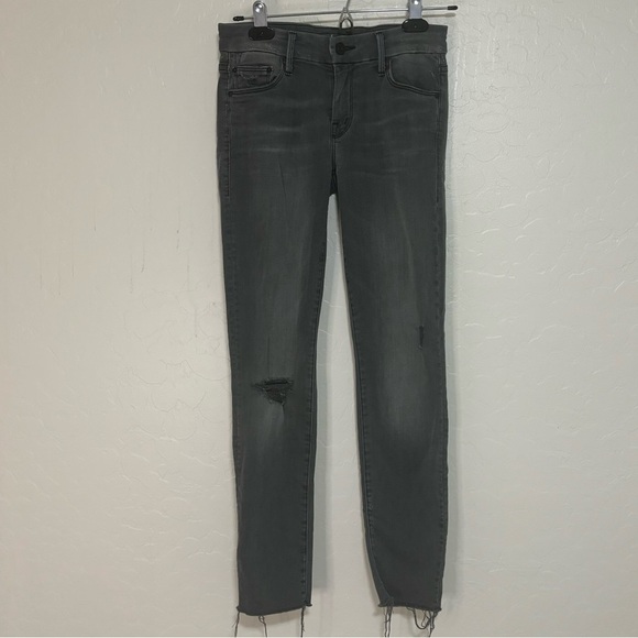 MOTHER Looker Ankle Fray Gray Last Chance Saloon Denim Skinny Jeans Size 25 - Picture 3 of 11